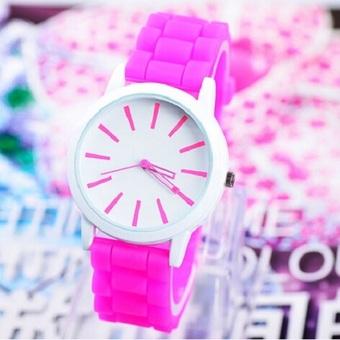 Okdeals Unisex Geneva Silicone Jelly Gel Quartz Analog Sports Unique Wrist Watch Hot Pink (Intl)  
