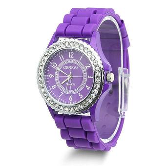 Okdeals Women's Crystal Jelly Gel Silicon Quartz Wrist Watch (Purple) (Intl)  