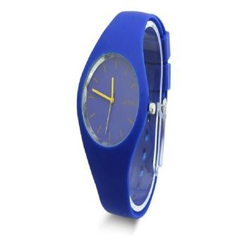 Okdeals Womens Silicone Band Dial Quartz Analog Wrist Watch Dark Blue  