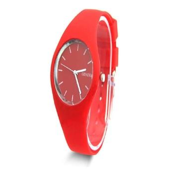 Okdeals Womens Silicone Band Dial Quartz Analog Wrist Watch Red  