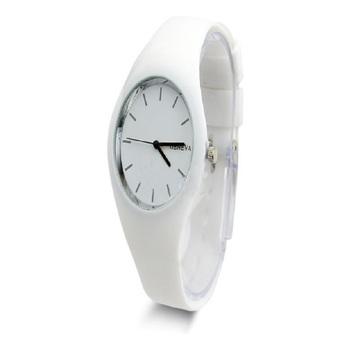 Okdeals Womens Silicone Band Dial Quartz Analog Wrist Watch White  