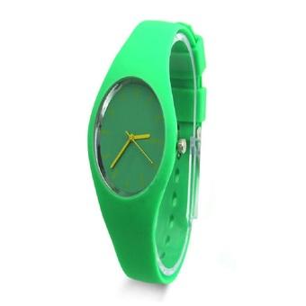 Okdeals Womens Silicone Band Dial Quartz Analog Wrist Watch Green  