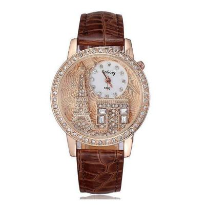 Ormano Fashion - Jam Tangan Wanita - Coklat - Faux Leather - Eiffel Diamond Watch