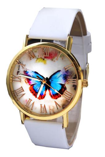 Ormano Fashion - Jam Tangan Wanita - Putih - Faux Leather - Butterfly Watch  