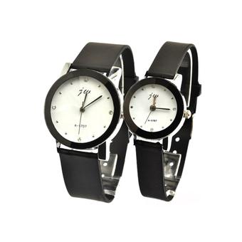 Ormano - Jam Tangan Couple - Hitam-Putih - Strap Leather - Lorenzo Simple Watch  