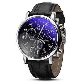 Ormano - Jam Tangan Pria - Hitam - Strap Leather - YZ Chrono Dial Geneva Watch  