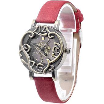 Ormano - Jam Tangan Wanita - Merah - Strap Leather - Vintage Rose Watch  