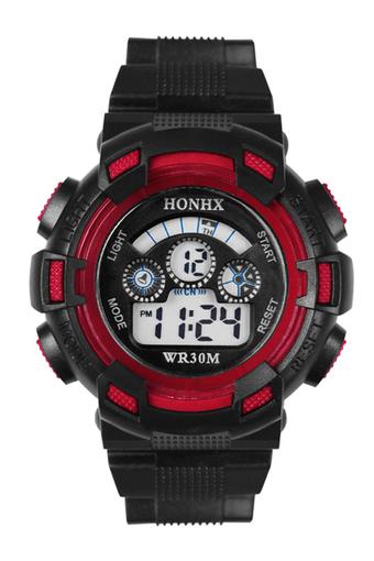 Ormano Jam tangan Pria - Hitam-Merah - Strap Rubber - Honhx 3C Sport Digital  