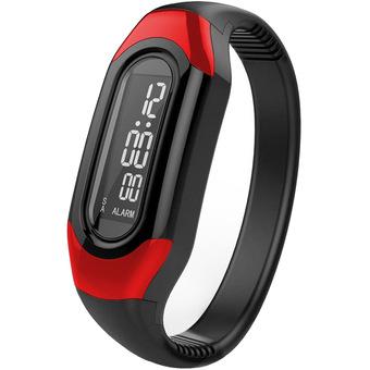 Ormano - Jam tangan Unisex - Strap Karet - Hitam Merah - LED Gelang Alarm Date Watch  