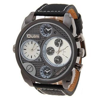 Oulm 9316 Dual Time Watch - Jam Tangan Pria - Hitam  