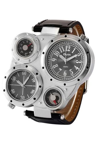 Oulm Leather Analog Sports Wrist Watch HP9415 Black  