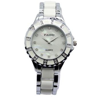 PAIDU Round Dial Steel Band Crystal Quartz Wrist Watch Silver (Intl)  