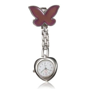 Protable Butterfly Doctor Nurse Fob Brooch Stainless Steel Pocket Watch  