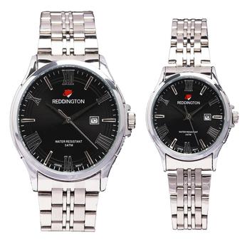 Reddington date - Jam tangan pasangan - Silver plat Hitam - strap stainless steel - RD327sh couple  