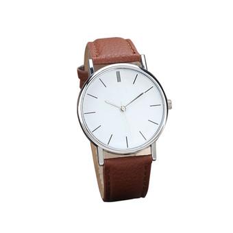 Retro Design Leather Band Analog Alloy Womens Wrist Watch Brown  
