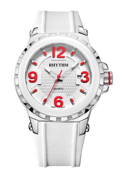 Rhythm-F1505R01- Jam Tangan Wanita- Silicon strap -putih