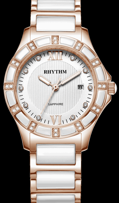 Rhythm Global Timepiece F1202T06 Jam Tangan Wanita - Putih/RoseGold