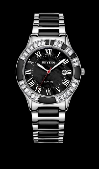 Rhythm Global Timepiece F1203T02 Jam Tangan Wanita - Silver/Hitam
