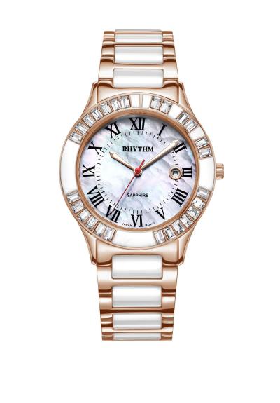 Rhythm Global Timepiece F1203T06 Jam Tangan Wanita - Putih/RoseGold