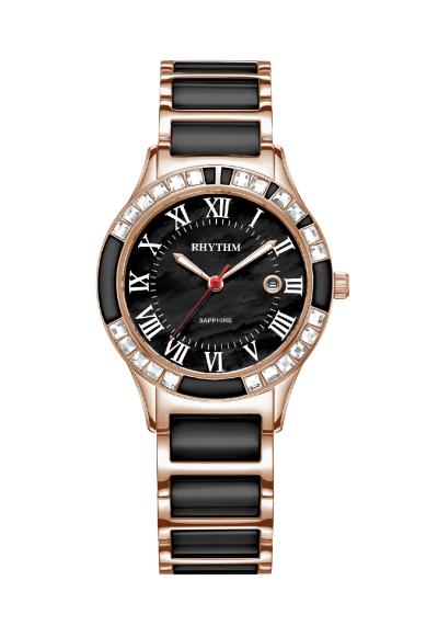 Rhythm Global Timepiece F1204T05 Jam Tangan Wanita - Hitam/RoseGold