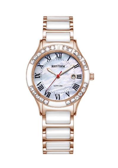 Rhythm Global Timepiece F1204T06 Jam Tangan Wanita - Putih/RoseGold