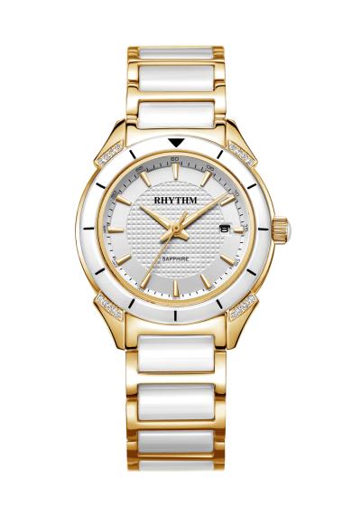 Rhythm Global Timepiece F1208T04 Jam Tangan Wanita - Putih/Gold