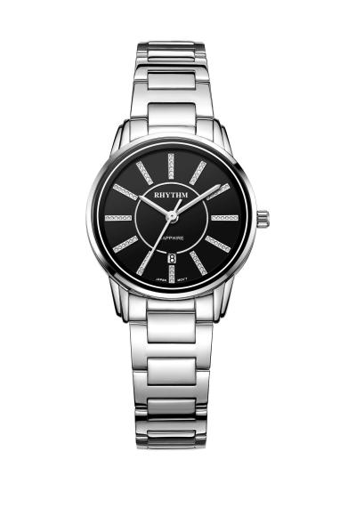 Rhythm Global Timepiece G1204S02 Jam Tangan Wanita - Silver/Hitam