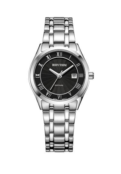 Rhythm Global Timepiece P1208S02 Jam Tangan Wanita - Silver/Hitam