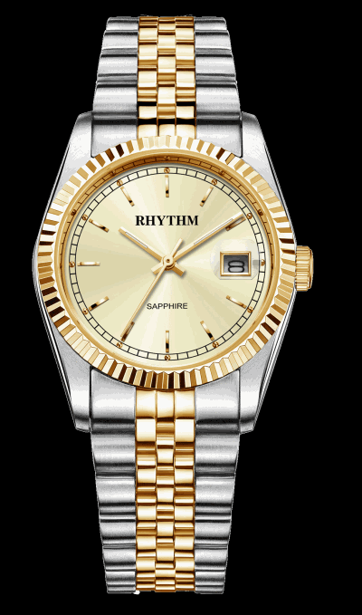 Rhythm Global Timepiece R1201S04 Jam Tangan Pria - Silver/Gold
