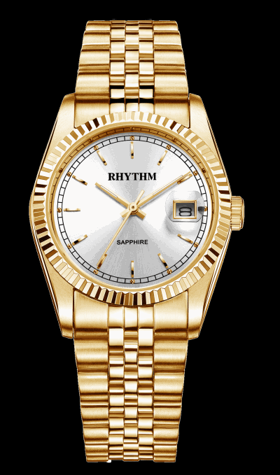 Rhythm Global Timepiece R1201S05 Jam Tangan Pria - Gold/Putih