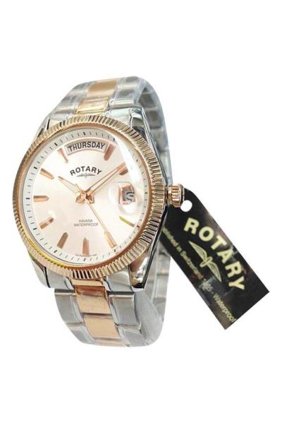 Rotary- GB02662-06-Jam Tangan Pria - Stainless Steel- Silver-Rosegold