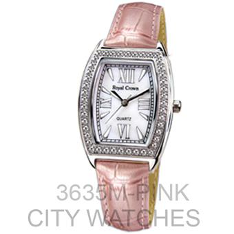 Royal Crown - Jam Tangan Wanita - Pink - Strap Leather - 3635M  