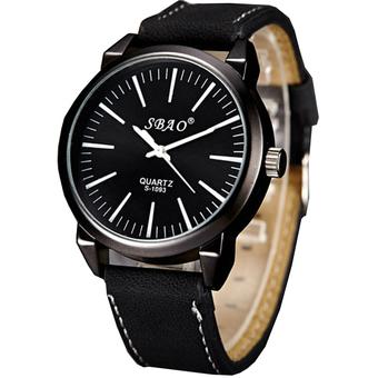 SBAO - Jam Tangan Pria - Hitam Putih - Strap Leather - Varo Casual Watch  