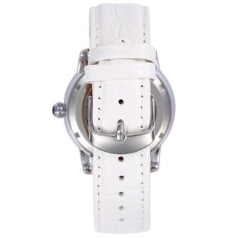 SHENHUA WSH327 Elegant Skeleton Automatic Mechanical Women Rhinestone Dress Watch Leather Strap (White) (Intl)  