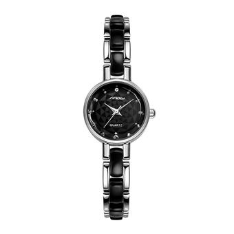 SINOBI 9486 Popular Womens Bracelet Wristwatch Black Ladies Quartz Watch Diamond Nail Montre- Intl  