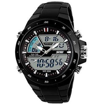 SKMEI 1016 New Sports Watch Silicone 50M Water Resistant Light Digital (Black) (Intl)  