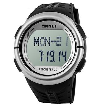 SKMEI 1058 Heart Rate Monitor Pedometer Sport Watch (Silver)  