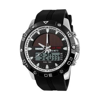 SKMEI 1064 Solar Power Digital Waterproof Watch (Black White)  