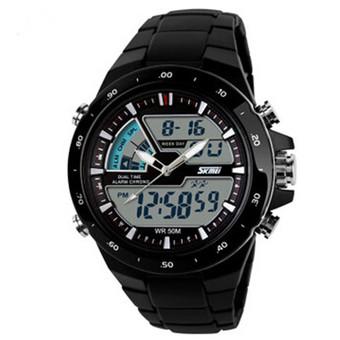 SKMEI Brand Casual Men Sports Watches Digital Quartz Women Fashion Dress Wristwatches LED Dive Military Watch Black White (Intl)  