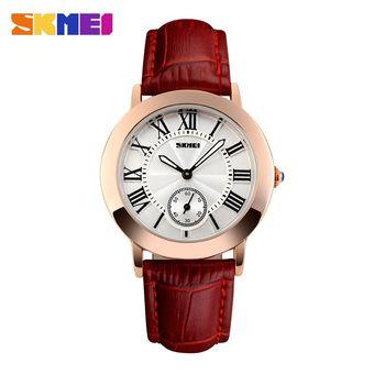 SKMEI Fashion Casual Ladies Leather Strap Watch Water Resistant 30m - 1083CL - Merah  