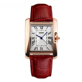SKMEI Fashion Casual Ladies Leather Strap Watch Water Resistant 30m - 1085CL - Merah  