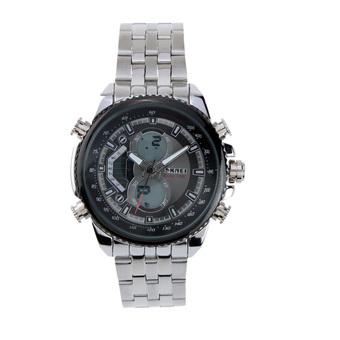 SKMEI High Quality Analog-Digital Dual Time Quartz Timepiece Waterproof Fashion Stainless Steel Business Wristwatch (Intl)  