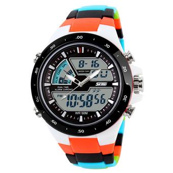 SKMEI Men's Sport LED Waterproof Rubber Strap Wrist Watch -Orange 1016 (Intl)  