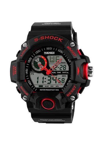 SKMEI S-Shock Men Sport Watch LED Water Resistant 50m - Jam Tangan Pria - Hitam - Strap Resin - AD1029  