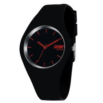 SKMEI Unisex Lovers Waterproof Silicone Strap Wrist Watch -Black+Red 9068 (Intl)  