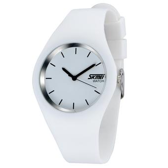 SKMEI Unisex Lovers Waterproof Silicone Strap Wrist Watch -White 9068 (Intl)  