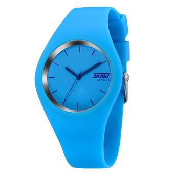 SKMEI Unisex Lovers Waterproof Silicone Strap Wrist Watch -Blue 9068 (Intl)  