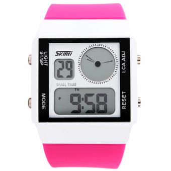 SKMEI Unisex Loves Sport Waterproof Rubber Strap Wrist Watch - Pink 0841 (Intl)  