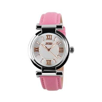 SKMEI Women's Pink Leather Strap Watch 9075  