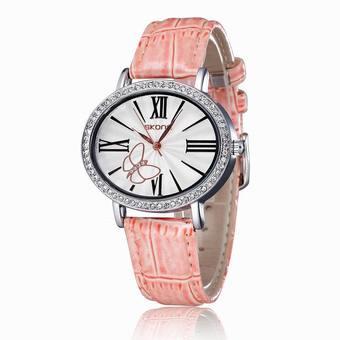 SKONE Brand Rome Style Fashion Watches Women PU Leather Straps Luxury Quartz Watch for Ladies Girls (Pink) (Intl)  
